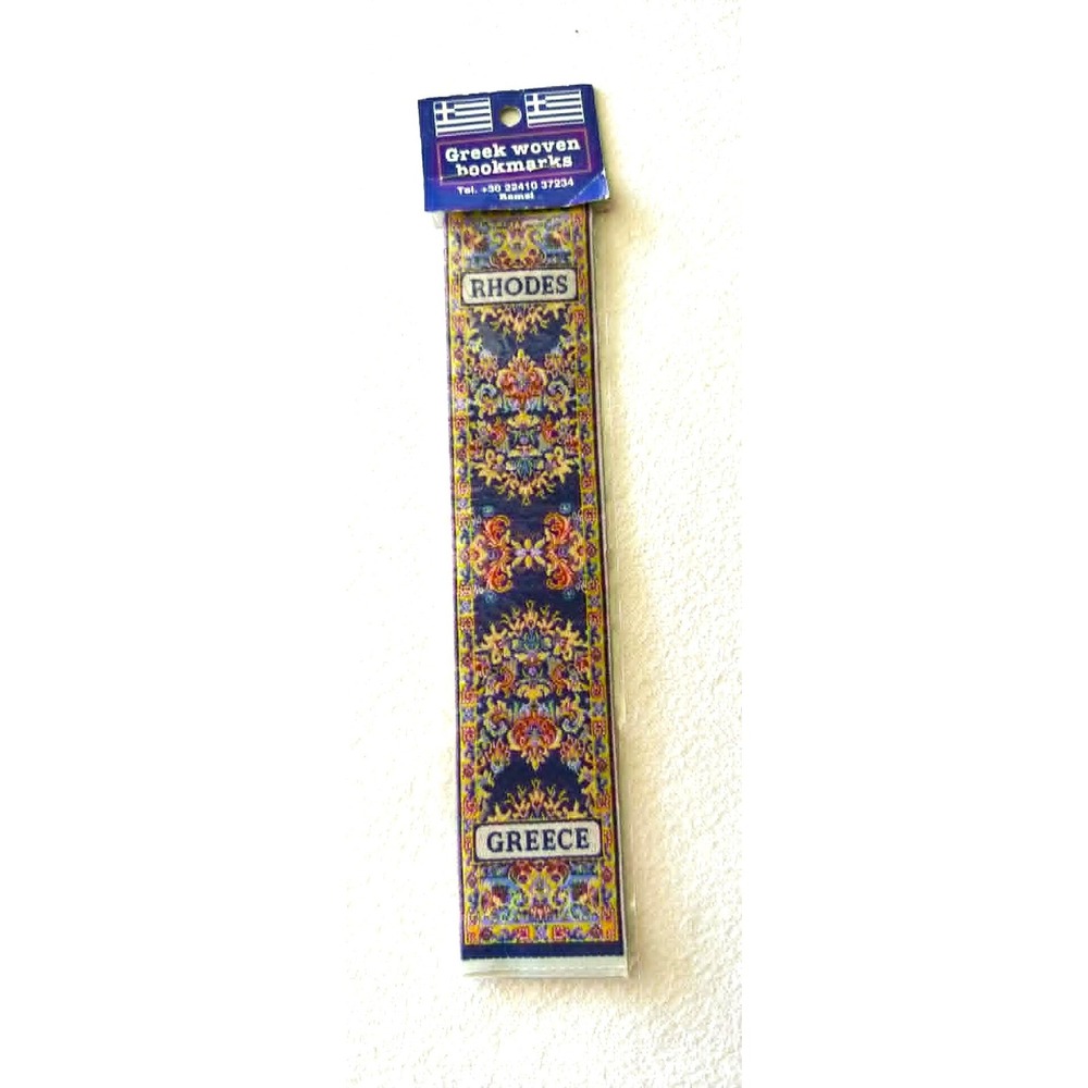 Vintage Rhodes Greece Woven Textile Jacquard Bookmark Souvenir Remzi New